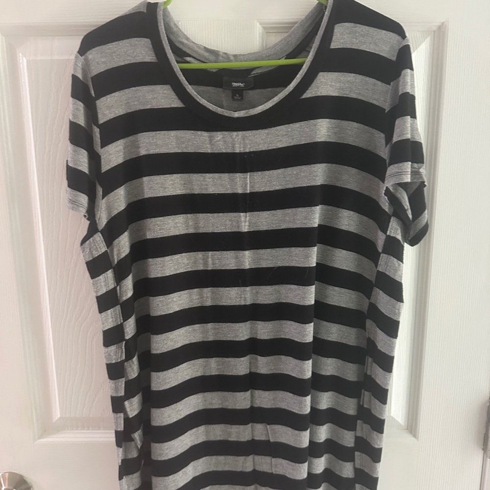 H&M Striped Black and Gray Short Sleeve Tee